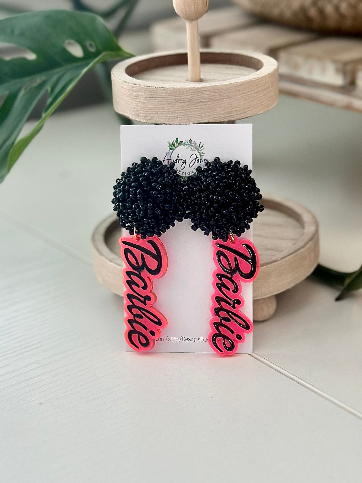 Barbie Earrings W/Beaded Studs