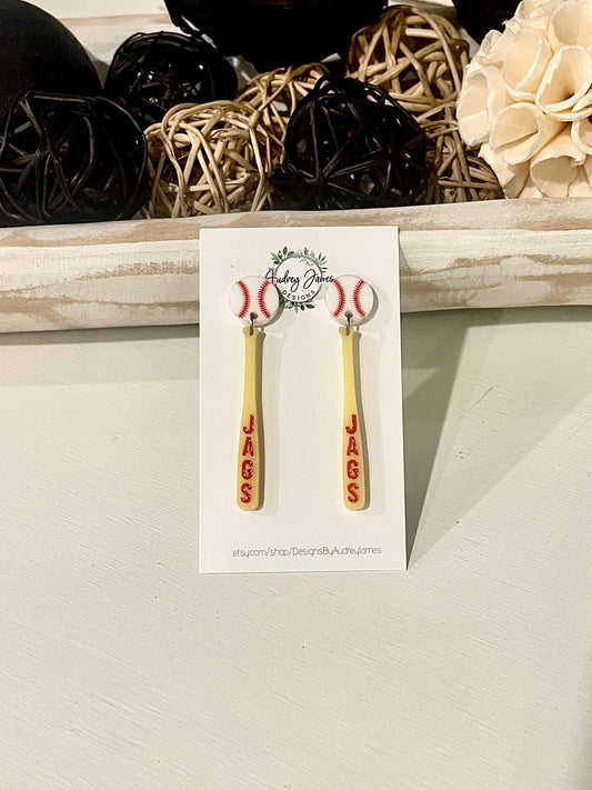 JAGS Baseball Bat Earrings