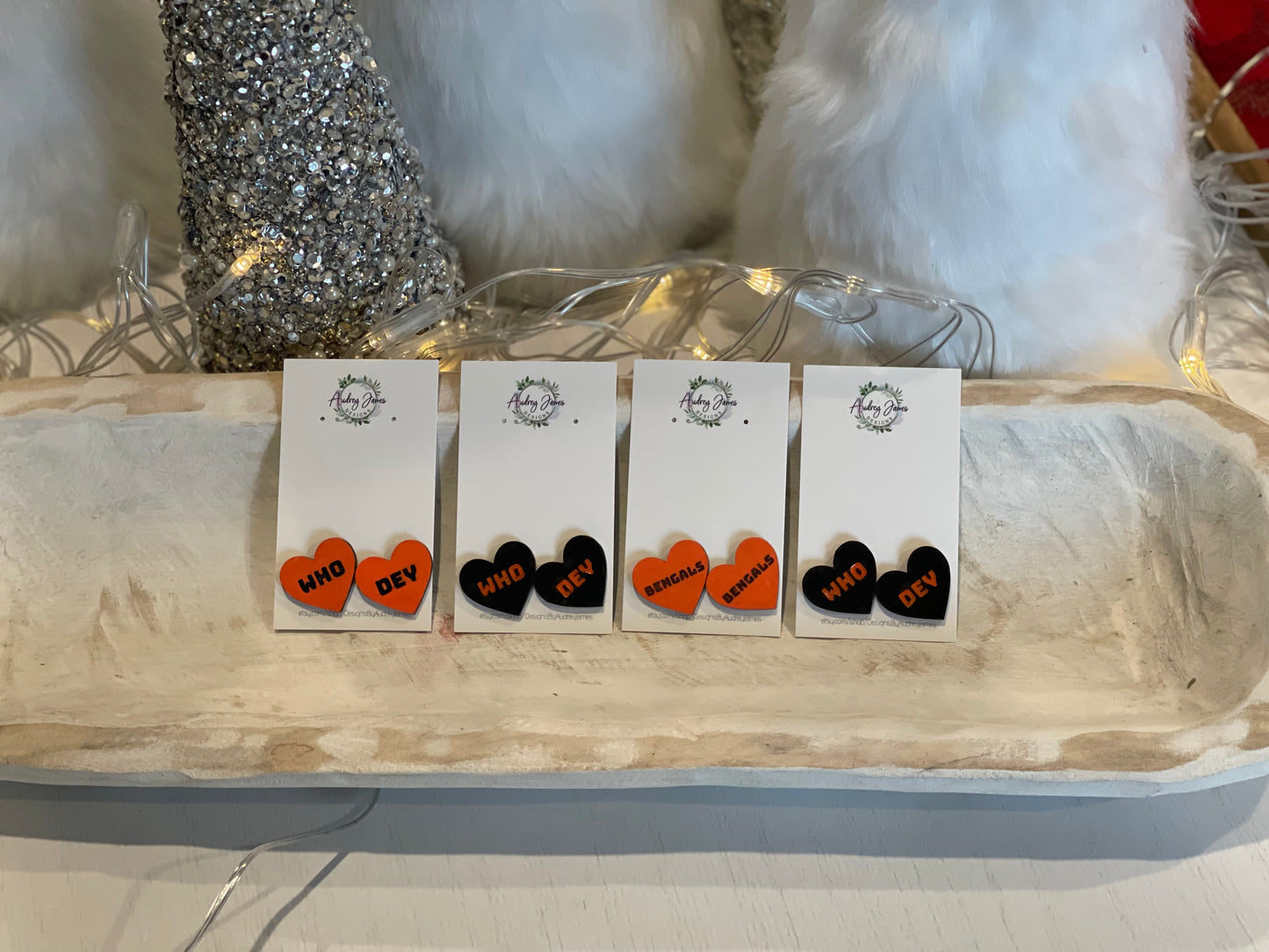 BENGALS Conversation Heart Stud Earrings