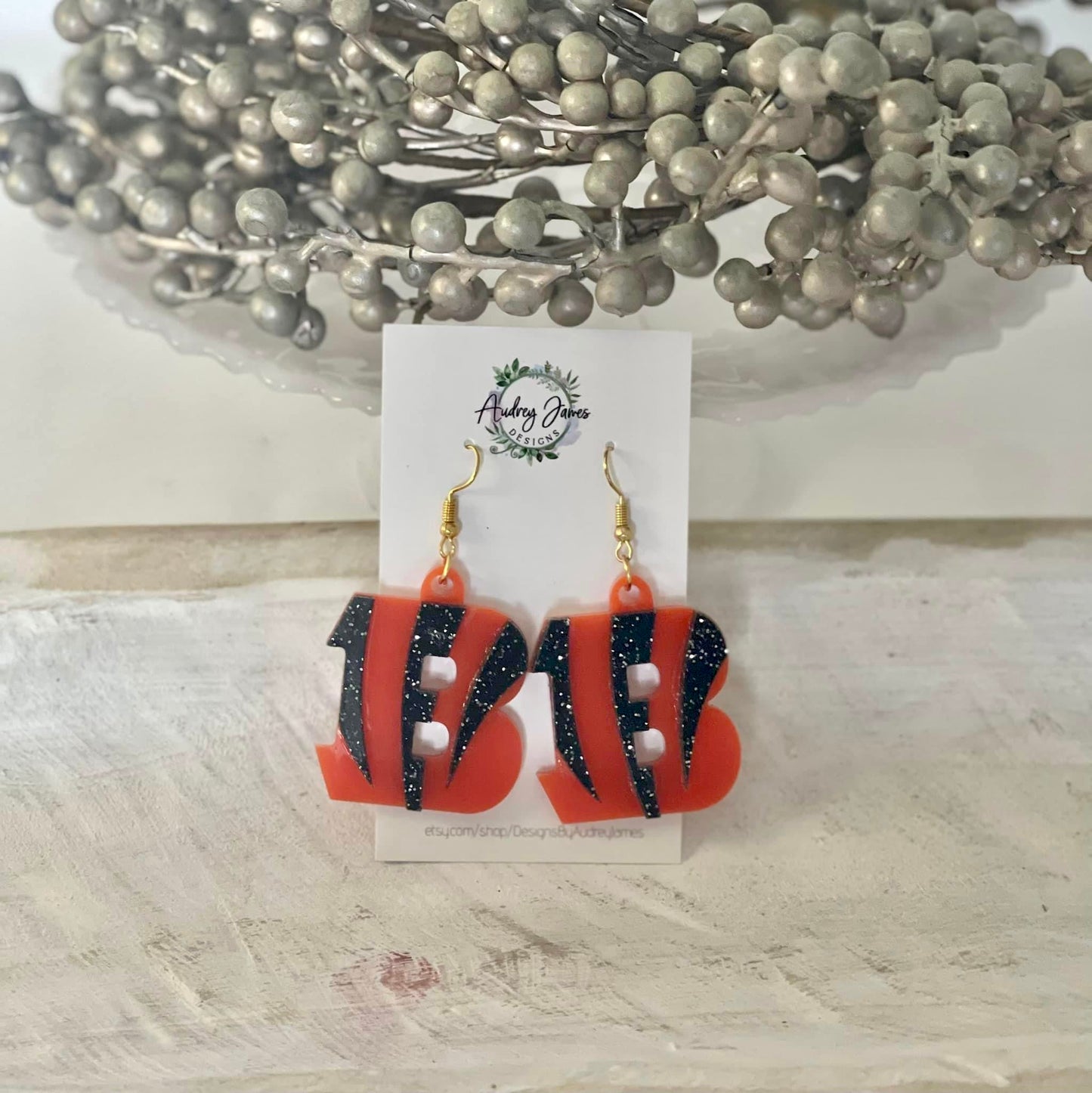 Bengals “B” Football Earrings