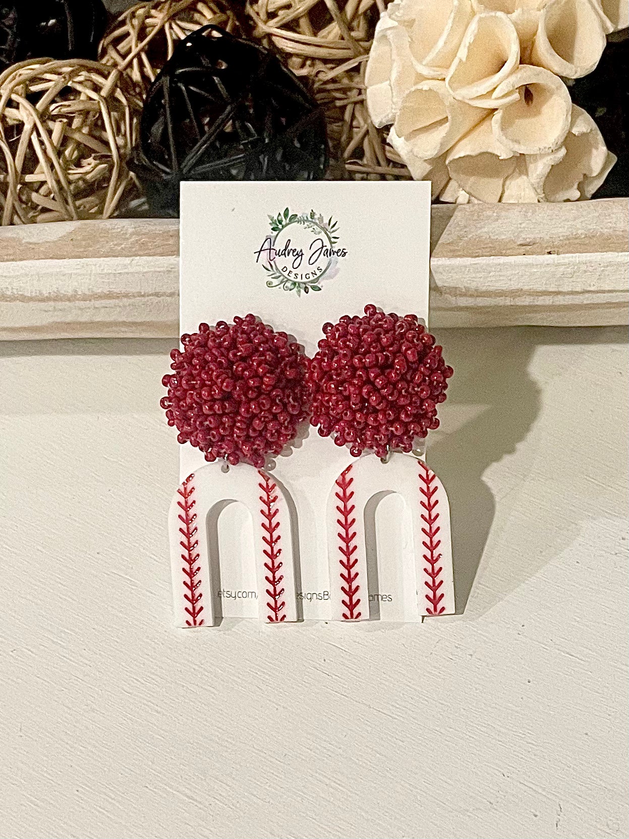 JAGS Baseball Arch Earring w/Beaded Studs