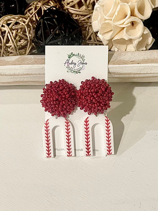 JAGS Baseball Arch Earring w/Beaded Studs