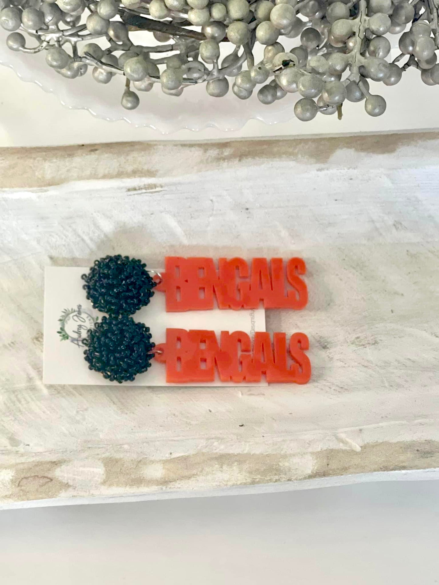 BENGALS Earrings With Beaded Studs