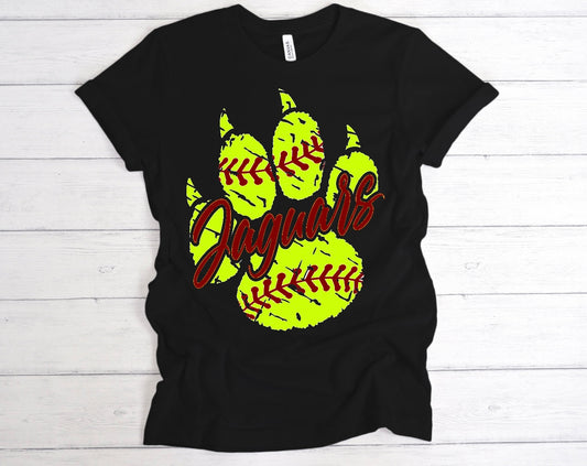 Jaguars Softball Paw Print T-Shirt